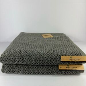 Ecoexistence Bamboo Bath Towels Set of 2 Dark Gray Soft Zero Twist Cotton NEW